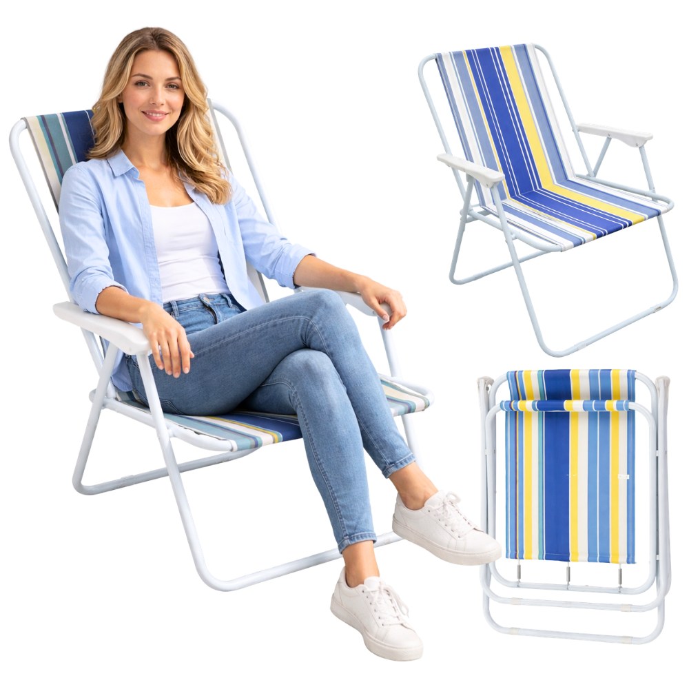 Folding Beach Chair Lightweight Camping Seat, Multicolored