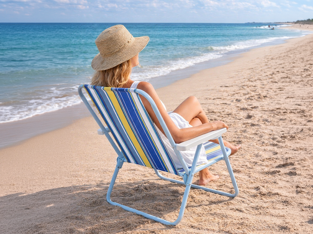 Folding Beach Chair Lightweight Camping Seat, Multicolored