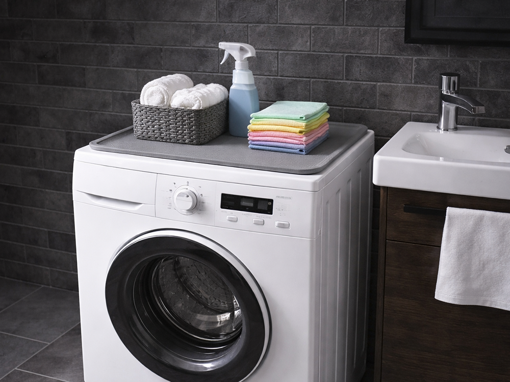 Anti-Slip Silicone Washing Machine Mat with Raised Edge 59x49 cm, Grey