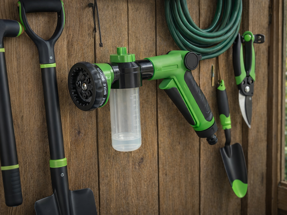 Garden Hose Spray Gun with Dispenser DIVODV, 9 Modes