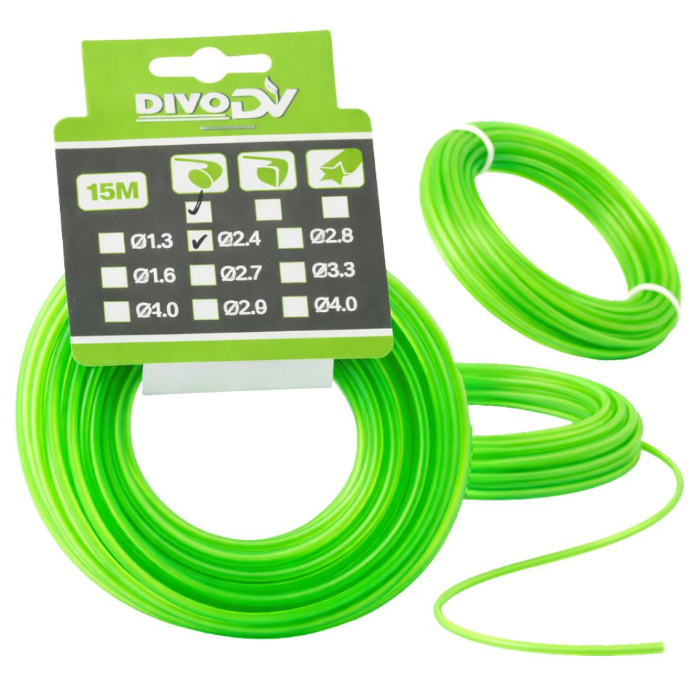 Trimerio valas DIVODV 15 m 2.4 mm, žalias