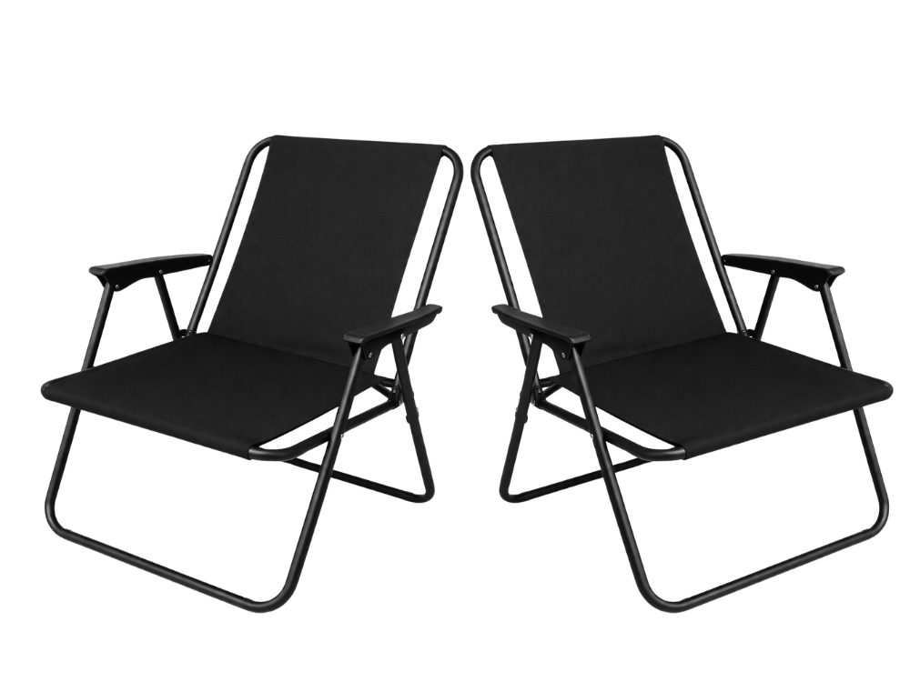 Folding Camping Chair with Backrest Lightweight Outdoor Seat, Black