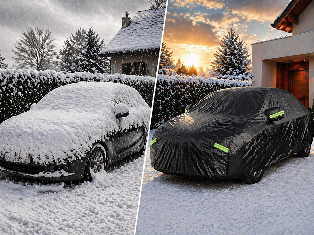 Waterproof Car Cover with Mirror Pockets Size M, Black
