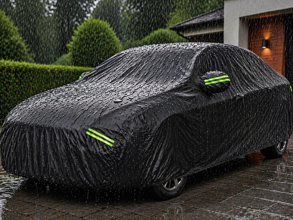 Waterproof Car Cover with Mirror Pockets Size M, Black