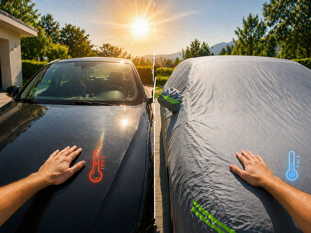 Waterproof Car Cover Size L with Mirror Pockets, Silver