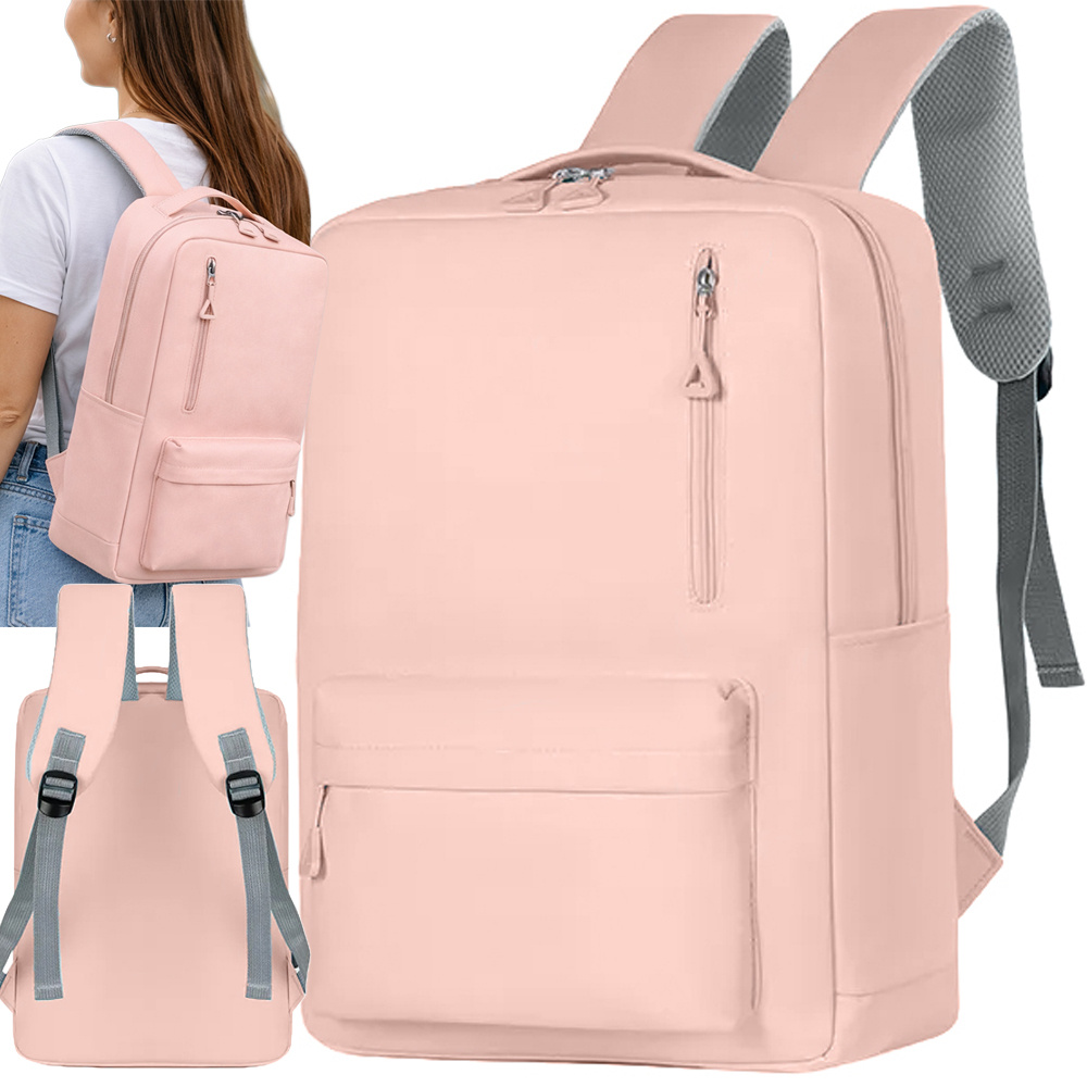 Large City School Backpack with USB Port 18-20L Laptop Bag, Pink