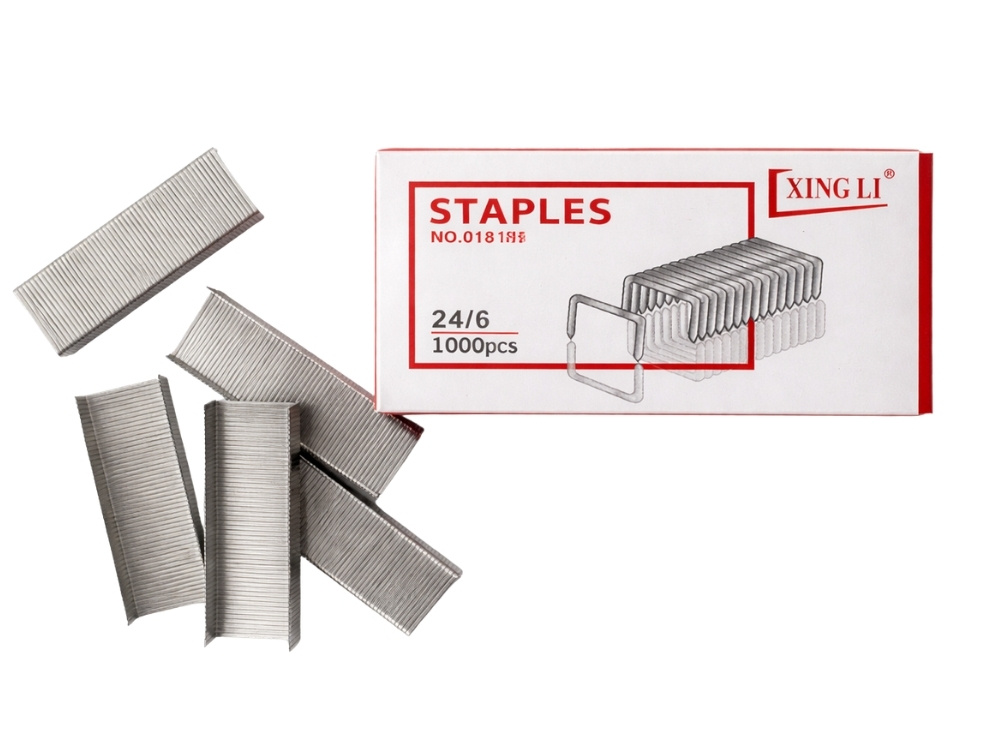 Metalinės kabės segikliui 24/6, 1000 vnt., sidabrinės