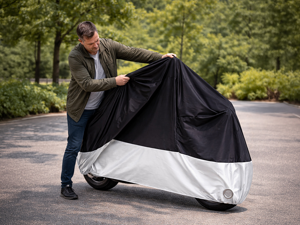 Vandeniui atsparus motociklo ir dviračio uždangalas XXXL 240x130 cm, sidabrinis
