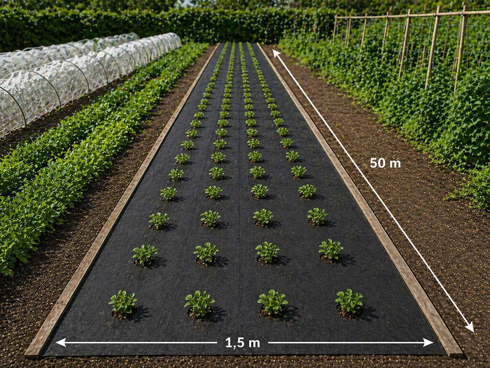 DIVODV Weed Control Fabric 50g/m² 1.5m x 50m, Black
