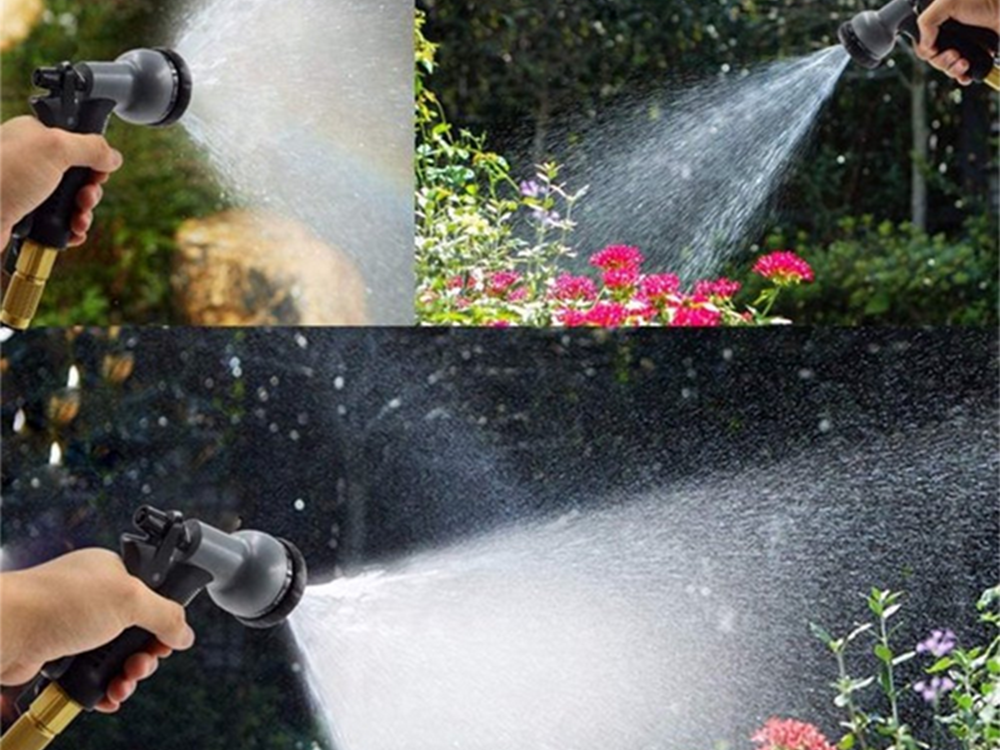 Expandable Garden Hose Set with Spray Gun and Hook, 15-45m, Black