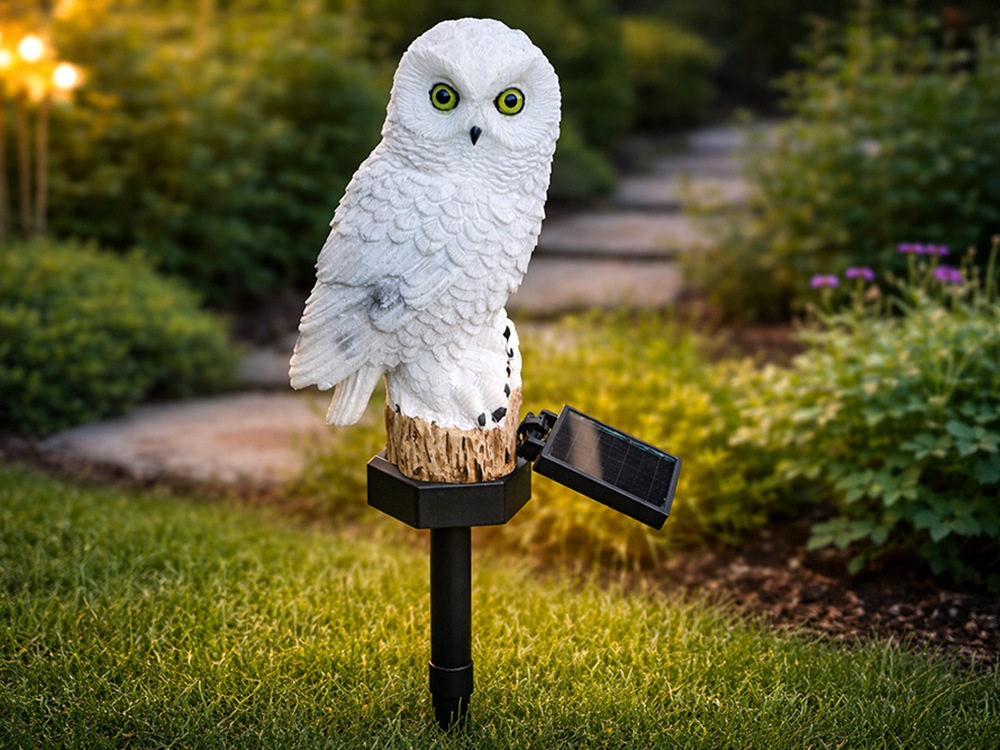 LED Solar Garden Light Owl, Ground Spike, 43 cm