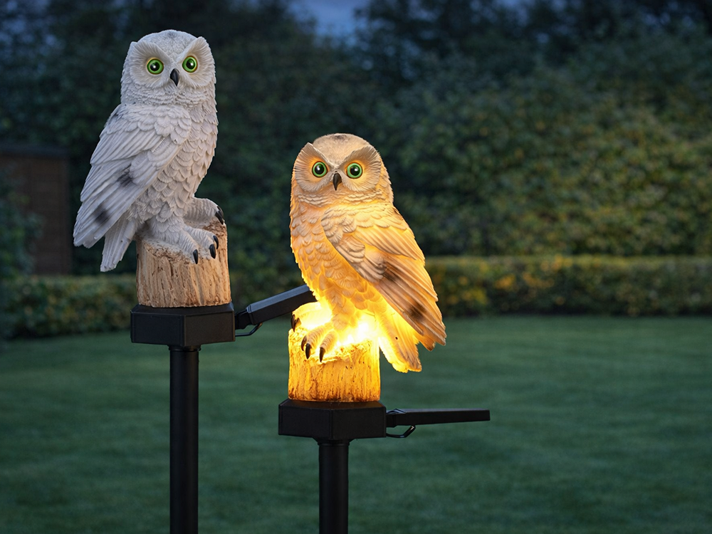 LED Solar Garden Light Owl, Ground Spike, 43 cm