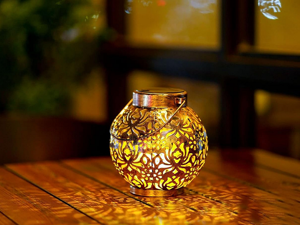 Decorative LED Solar Lantern, Copper, 22x15 cm
