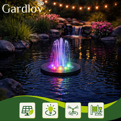 Gardlov Floating Solar LED Fountain, Black