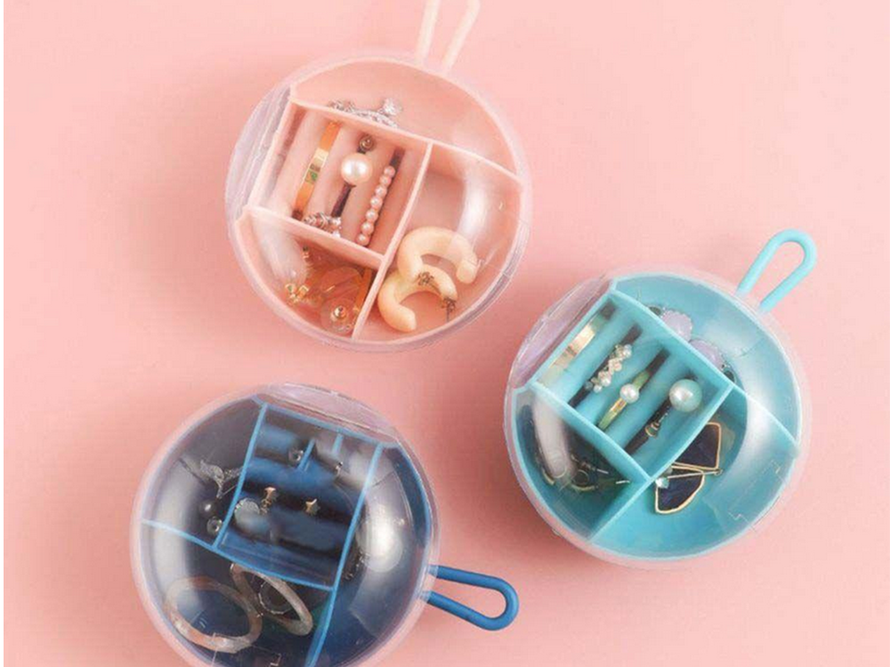 Compact Travel Jewelry Box / Organizer, 9 cm