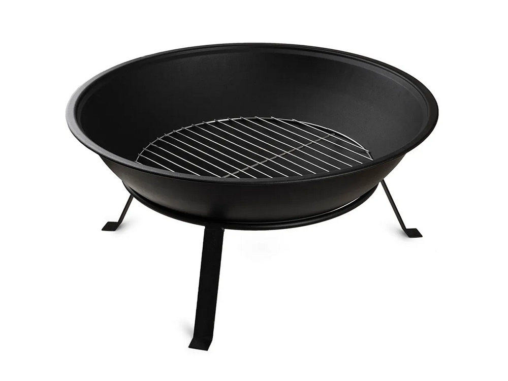 Large Metal Garden Fire Pit with Stand and Poker 55cm
