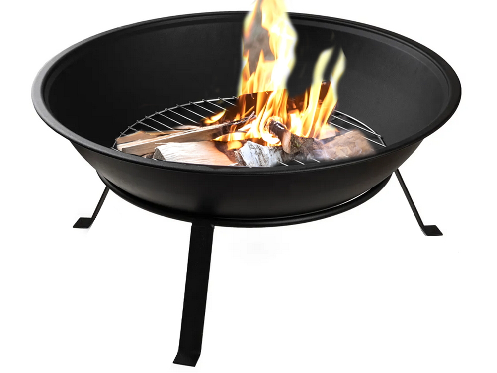 Large Metal Garden Fire Pit with Stand and Poker 55cm