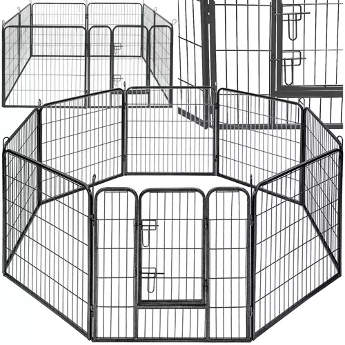 Modulinis naminių gyvūnų aptvaras Malatec 23769, 8 dalys (80x80 cm), pilkas