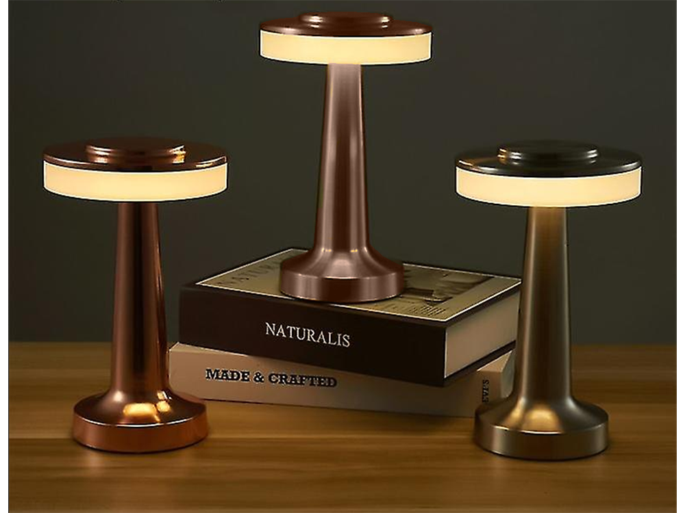 Wireless Touch Table Lamp, 3 Light Shades, Copper