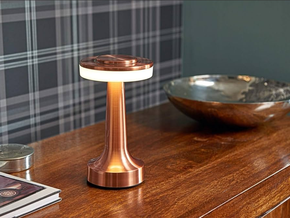 Wireless Touch Table Lamp, 3 Light Shades, Copper
