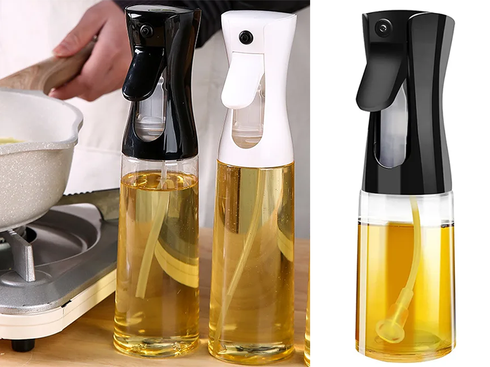 Oil and Vinegar Spray Bottle, Glass, 200 ml, Black