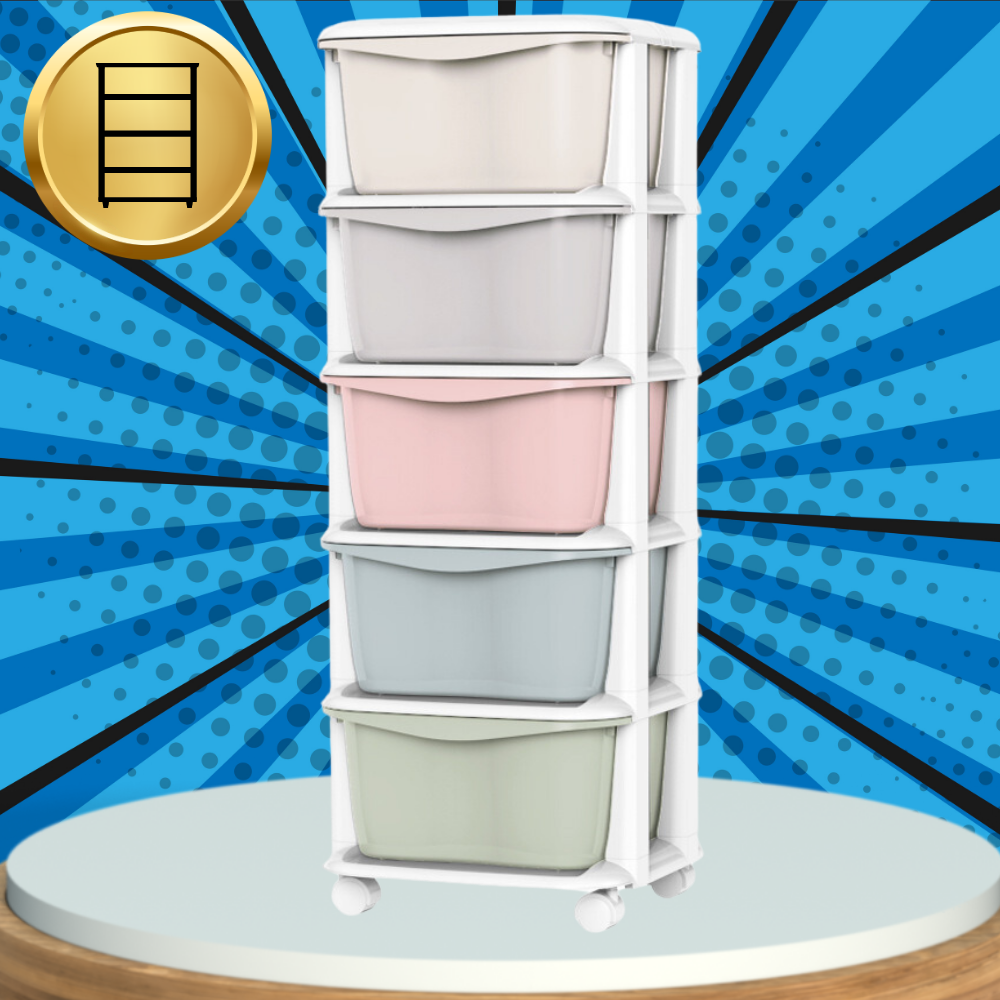 Rack for Toys Documents Clothes Plastic Container Cabinet on Wheels