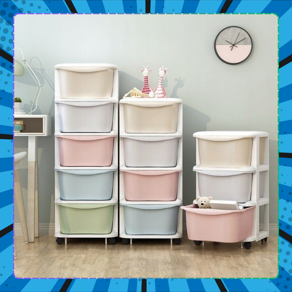 Rack for Toys Documents Clothes Plastic Container Cabinet on Wheels
