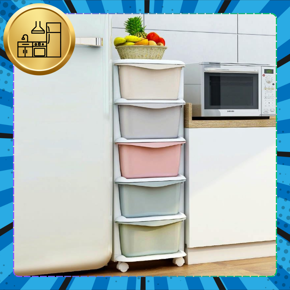 Rack for Toys Documents Clothes Plastic Container Cabinet on Wheels