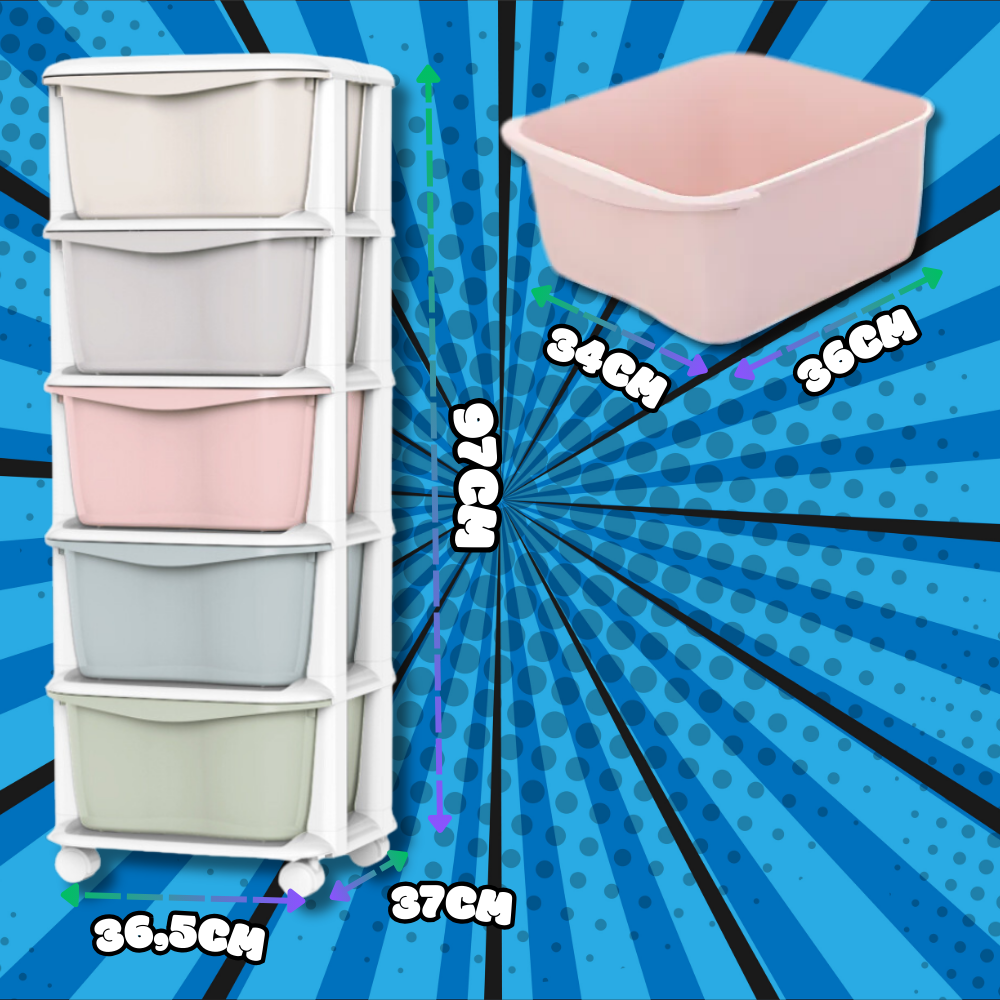 Rack for Toys Documents Clothes Plastic Container Cabinet on Wheels