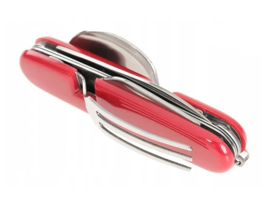 4-in-1 Tourist Pocket Knife with Cutlery, Red