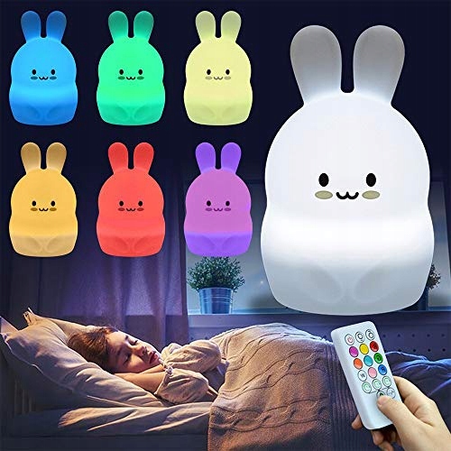 Iso Trade LED vaikiška naktinė lempa „Triušis“ su pulteliu ir RGB