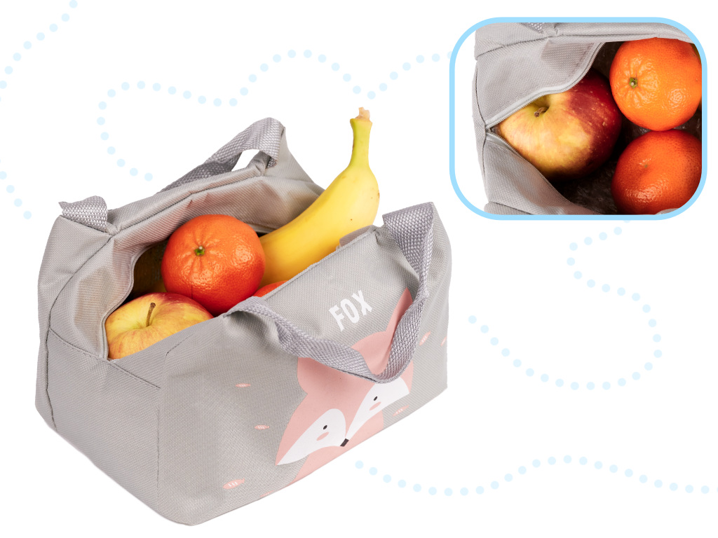 Thermal Lunch Bag, Pink with Fox
