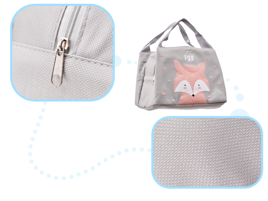 Thermal Lunch Bag, Pink with Fox