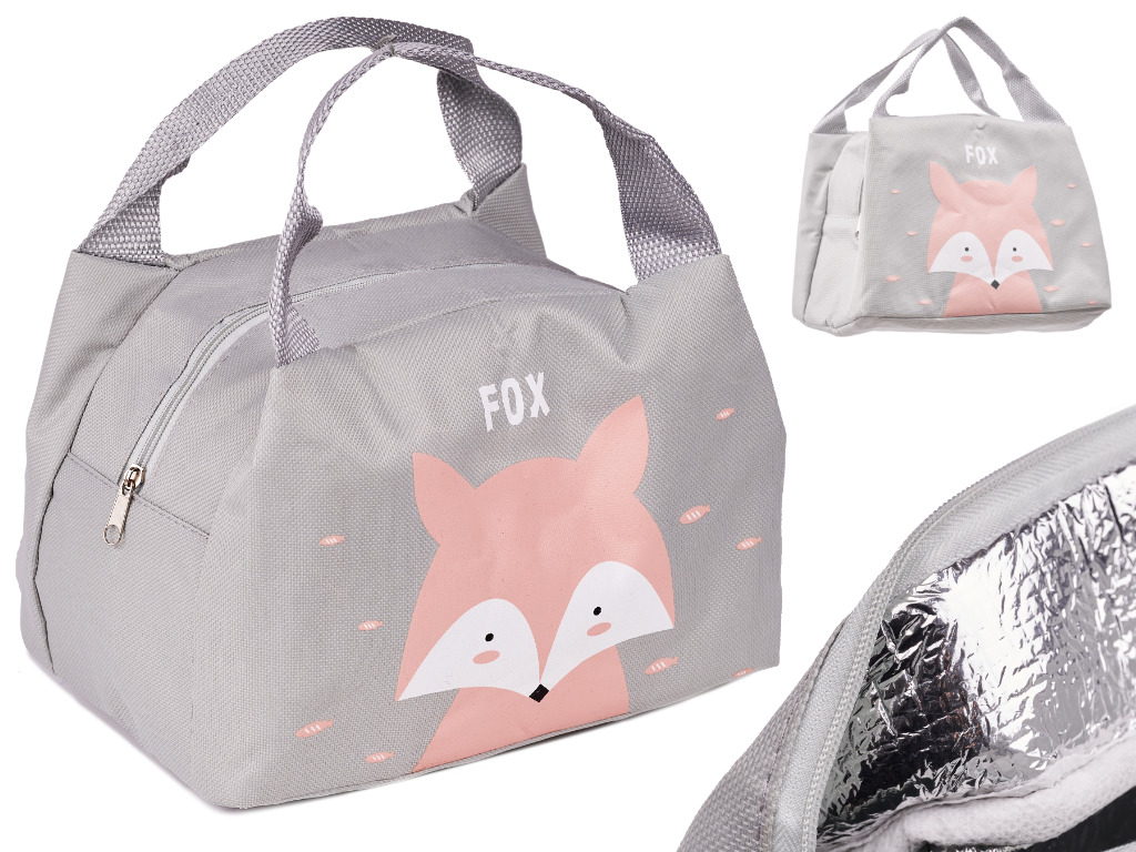 Thermal Lunch Bag, Pink with Fox