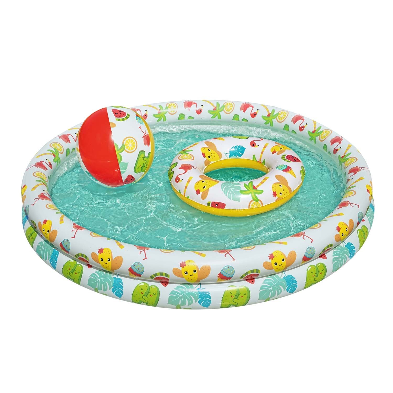 Bestway 51124 3-in-1 Inflatable Pool with Ball and Swim Ring, 122 cm