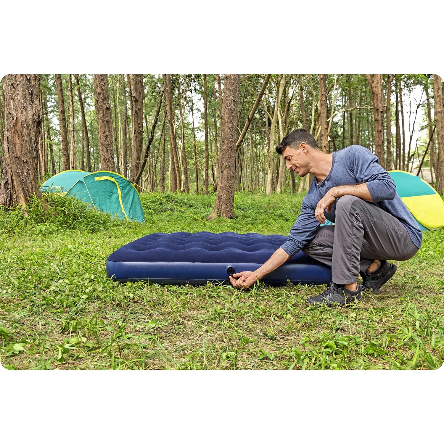 Bestway 67003 Double Inflatable Airbed, 203x152x22 cm, Navy Blue