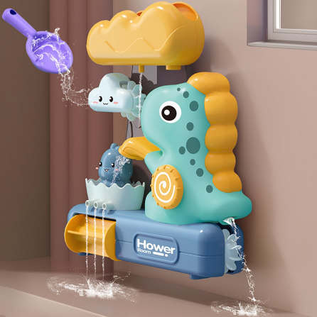 Bath Toy with Water Wheel and Shower Dinosaur