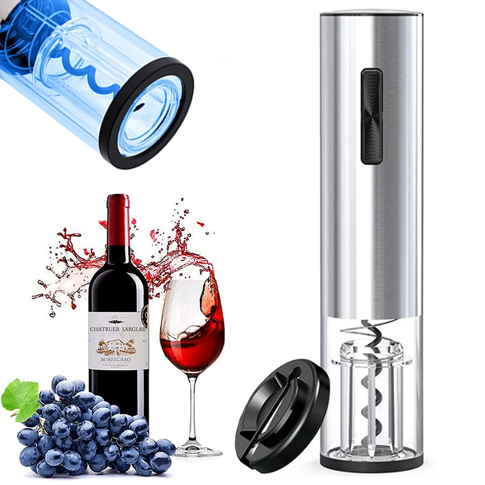 Electric Automatic Rechargeable Corkscrew with Foil Cutter / Wine Opener Accessory Set, Silver