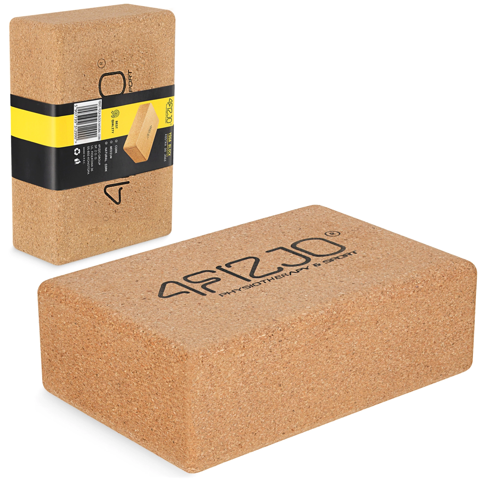 4Fizjo Cork Yoga Block, Brown