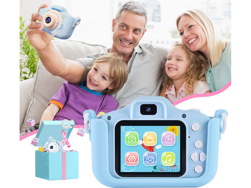 Children HD 1080P Mini Digital Camera with Games Unicorn, Blue