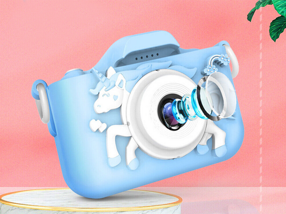 Children HD 1080P Mini Digital Camera with Games Unicorn, Blue