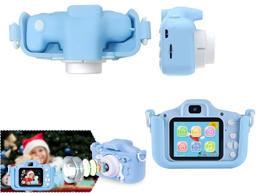 Children HD 1080P Mini Digital Camera with Games Unicorn, Blue