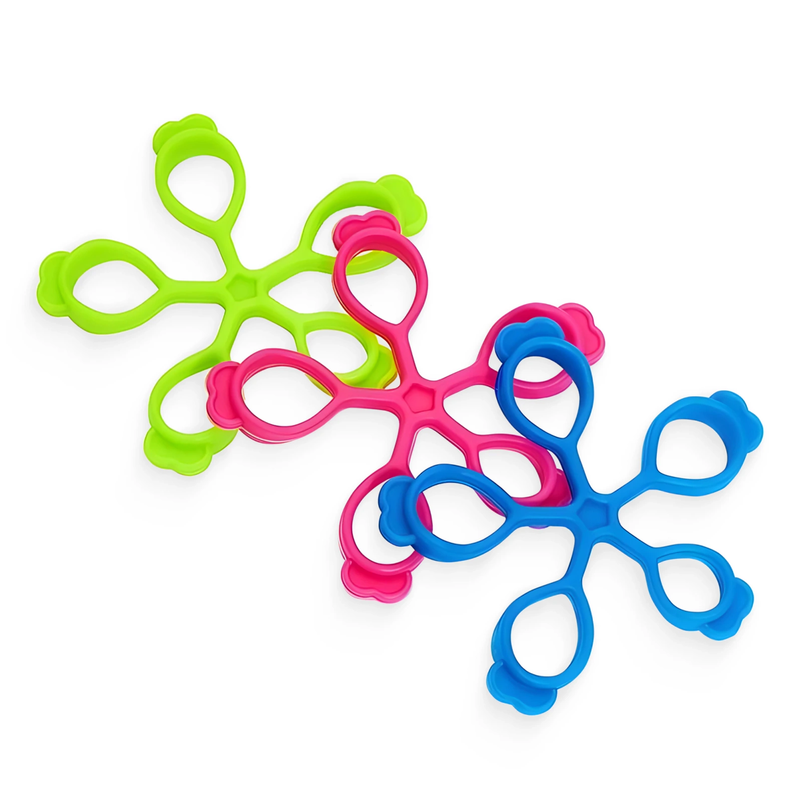 4Fizjo 406 Finger and Hand Resistance Band Set, 3 pcs, Pink/Green/Blue