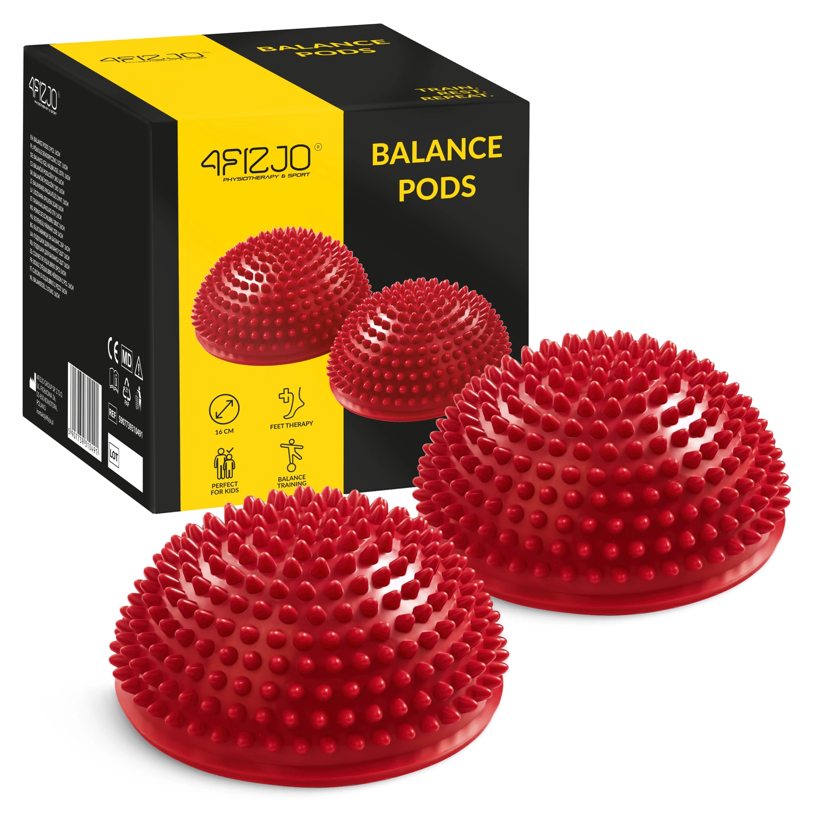 4Fizjo 131 Sensory Half-Spheres for Rehabilitation, 16 cm, 2 pcs, Red