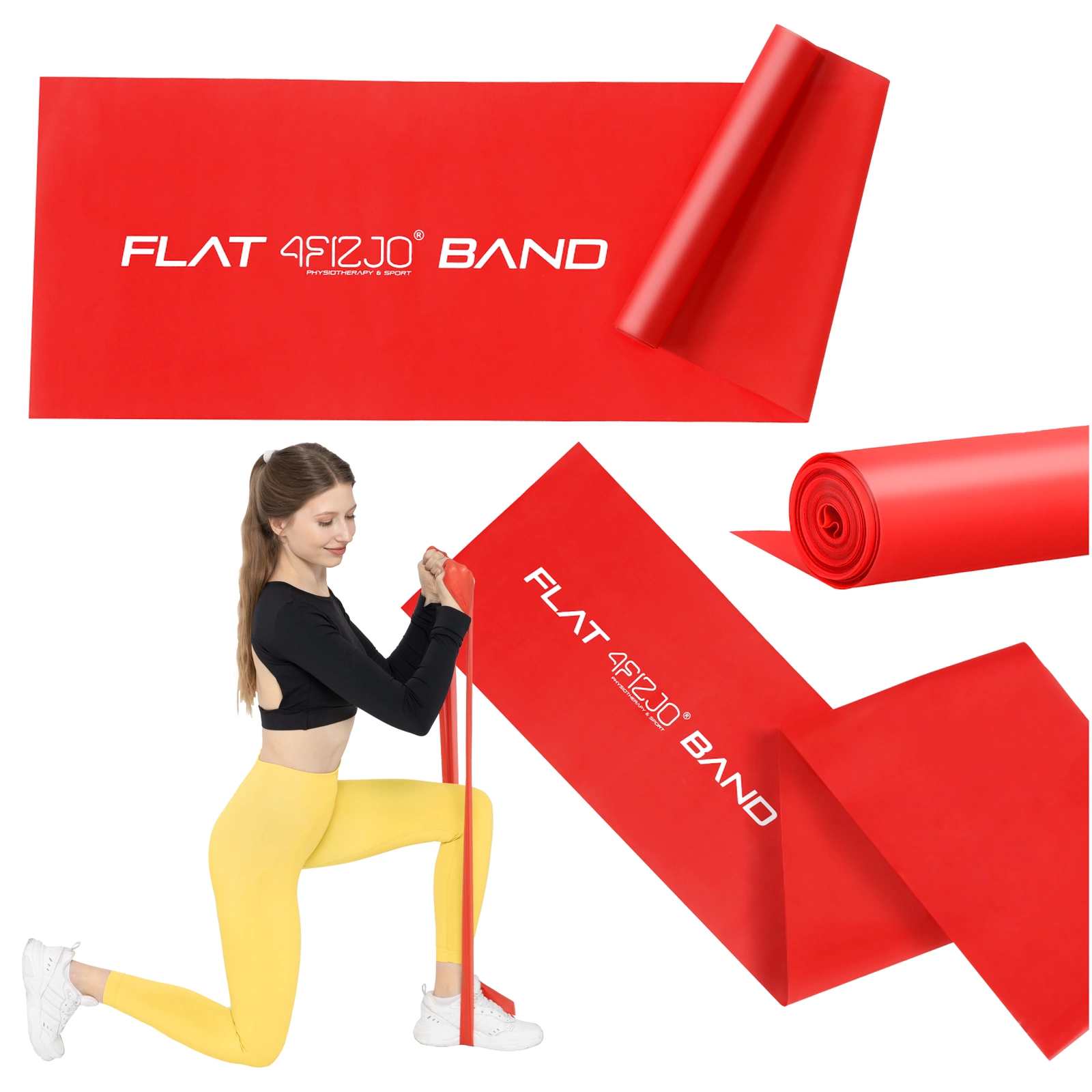4Fizjo FLAT BAND reabilitacijos mankštos juosta (2-4 kg), raudona