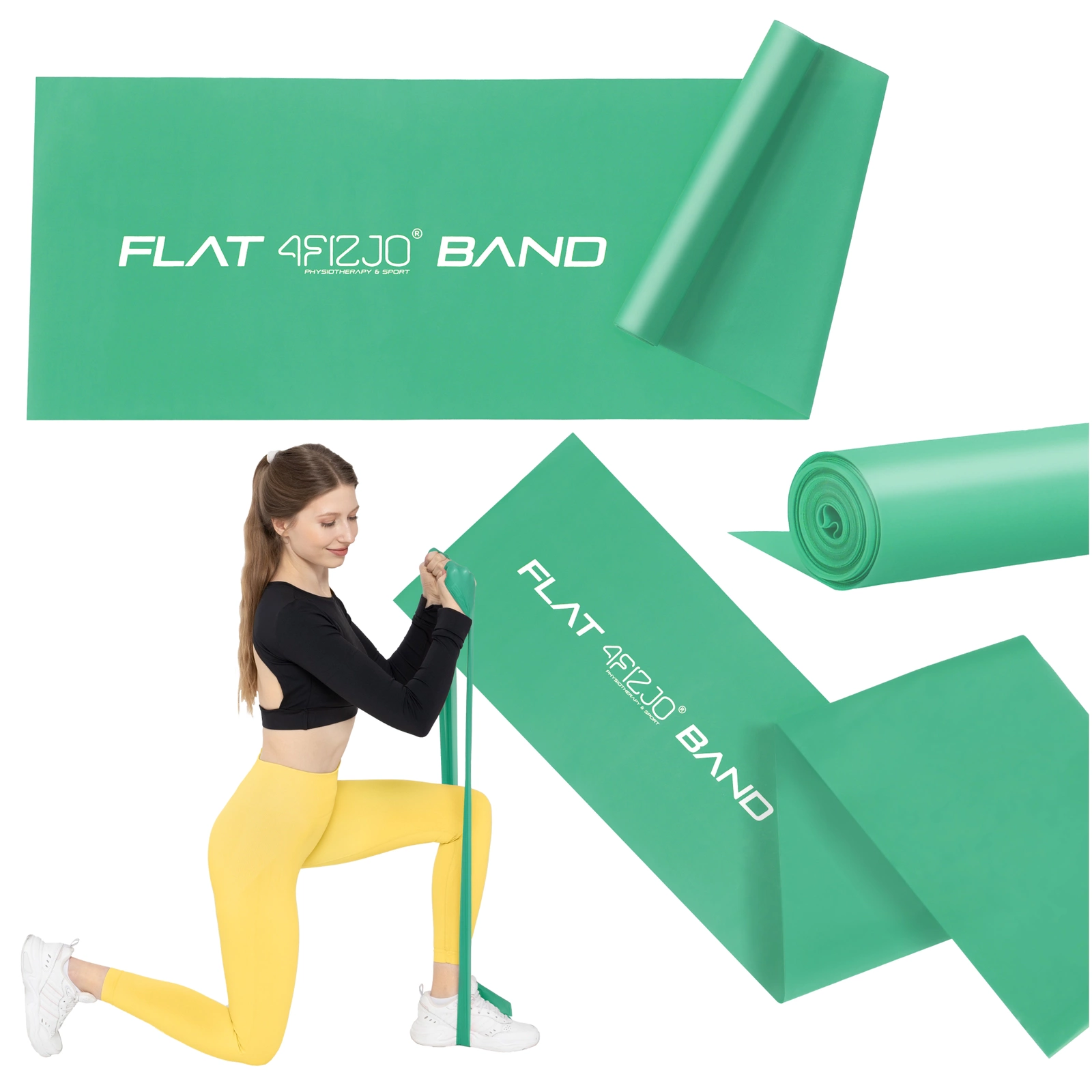 4Fizjo FLAT BAND Rehabilitation Band, 5-8 kg, 2 m, Green