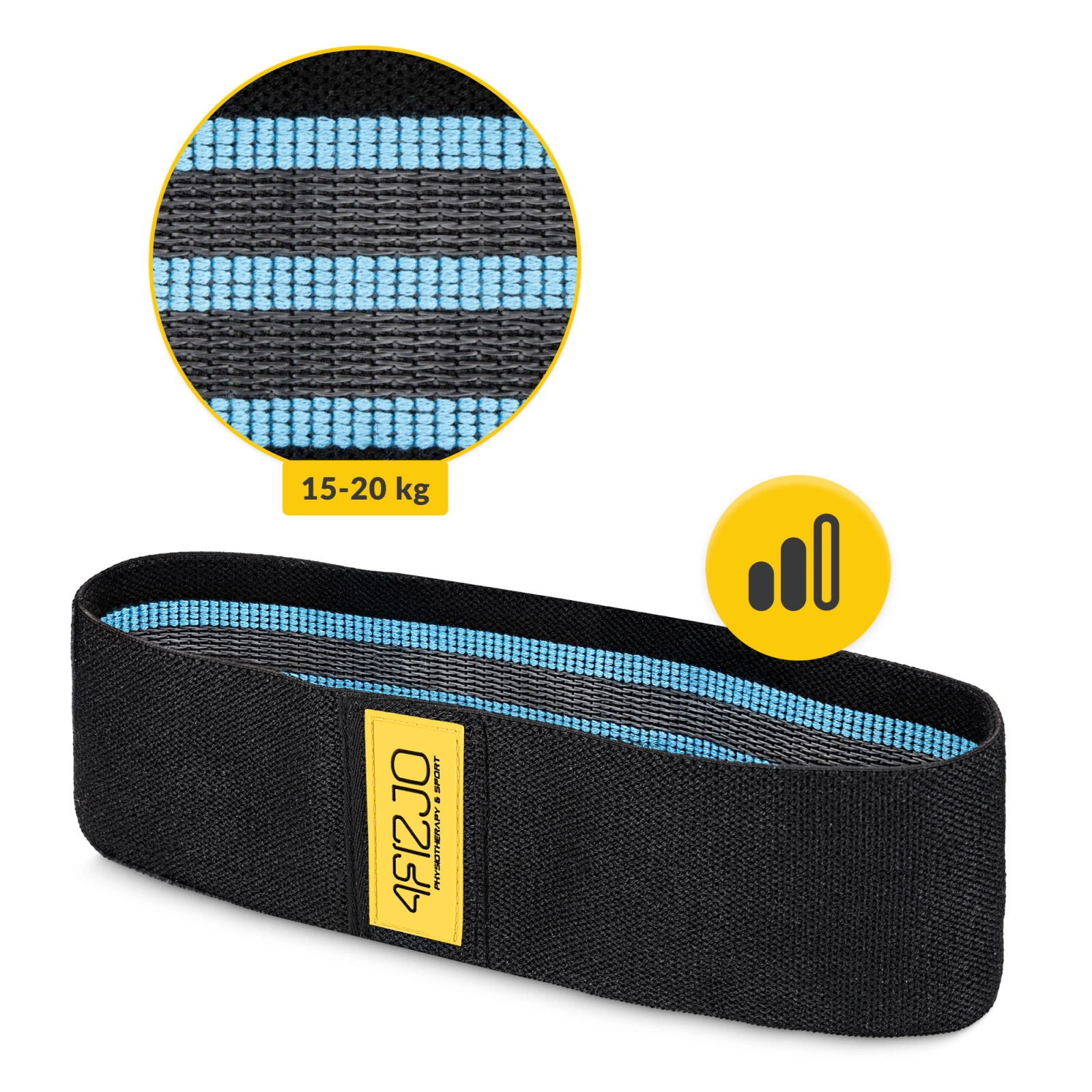 4Fizjo Hip Band Fabric Resistance Band 15-20 kg, Black/Blue