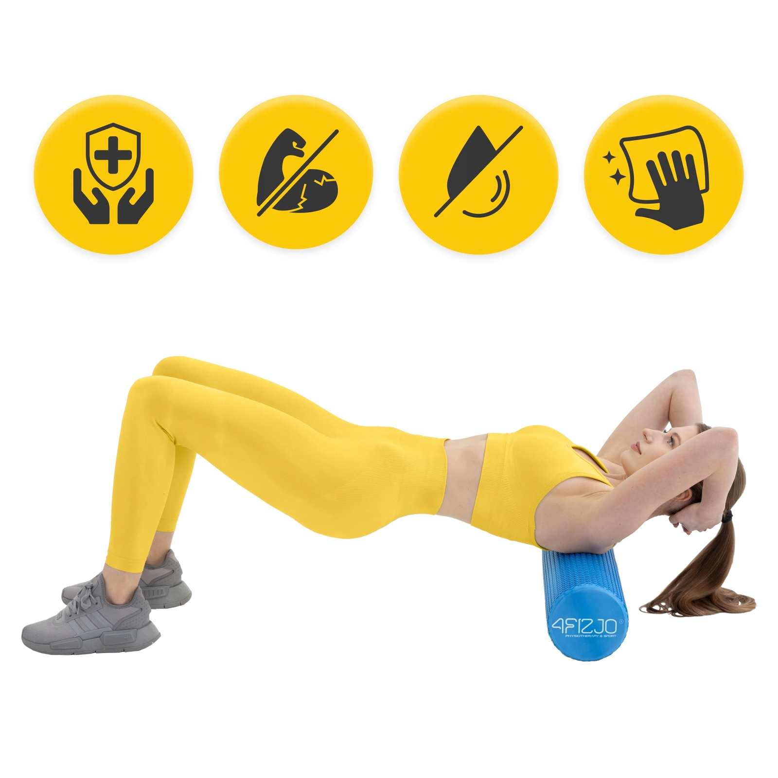 4Fizjo CARE+ Massage Roller with Bumps, 60 cm, Blue