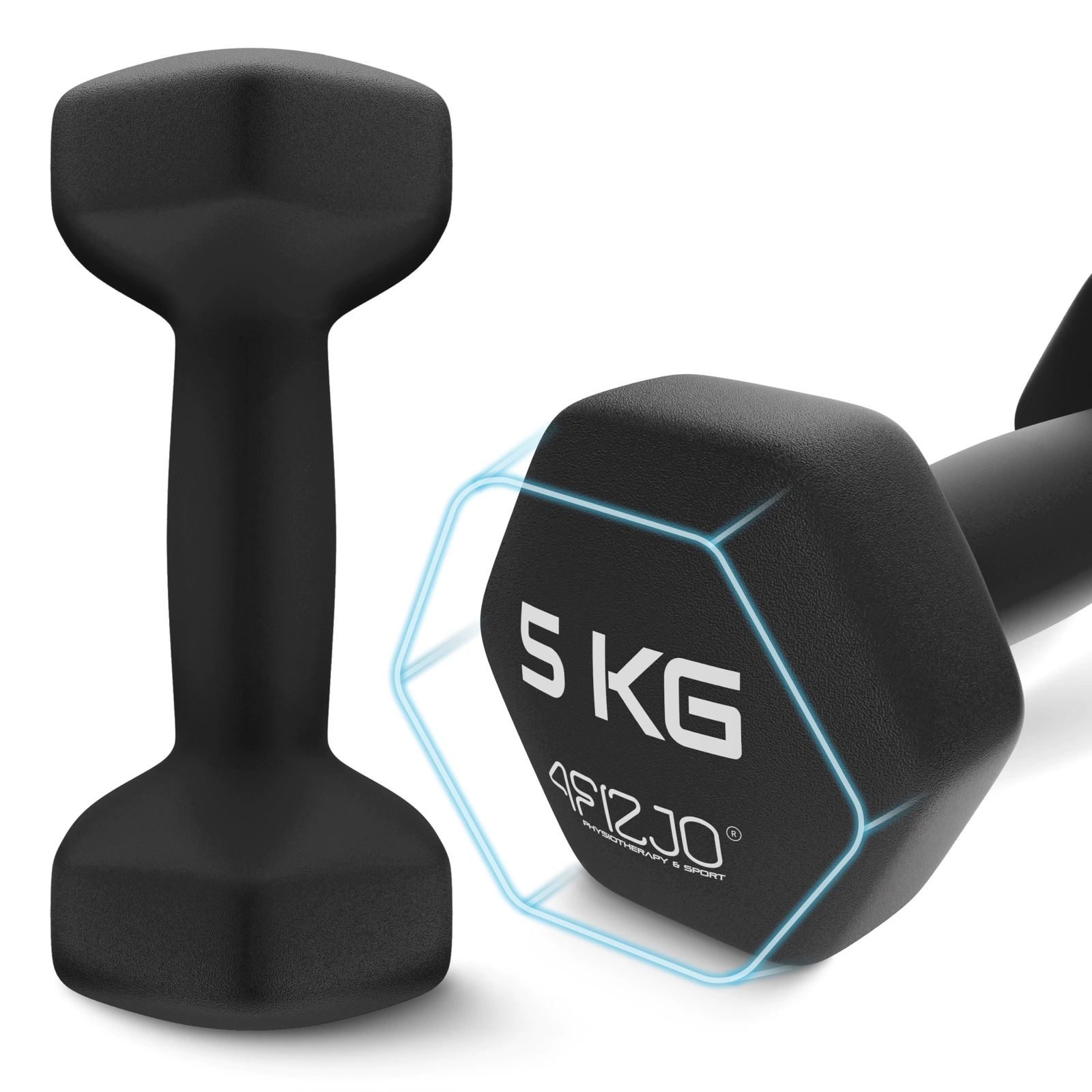 4Fizjo Classic Cast Iron Dumbbells 2 x 5 kg, Black