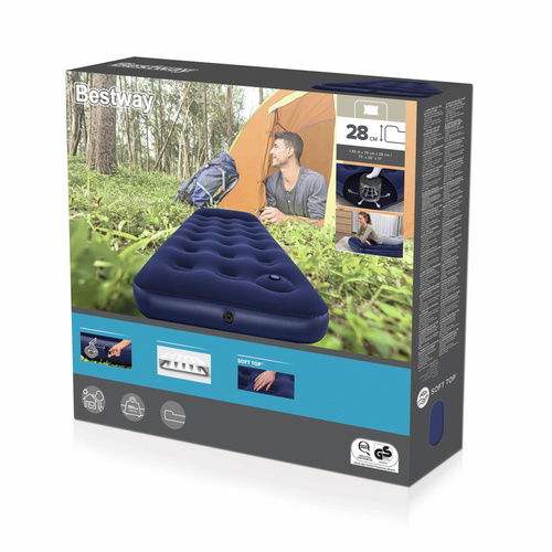 Bestway 67223 Inflatable Airbed with Built-in Pump, 185x76x22 cm, Navy Blue
